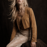 Vintage Genuine Suede Lace-Up Top