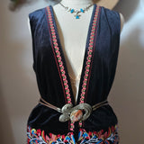 Vintage Embroidered Velvet Vest (Fits AU 8–10)