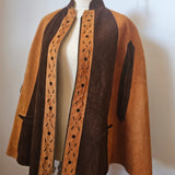vintage 70s suede leather Poncho S/M