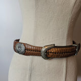 Vintage Tooled Western Leather Concho Belt – Adjustable Size 32