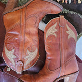 Vintage Brown Leather Western Cowboy Boots – Size 37 (USA Made)