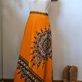 Vintage 70s Cotton Wrap Maxi Skirt – One Size