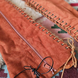 Rust Velvet-Feel Lace-Up Over-the-Knee Boots 7/8