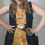 Vinetti Black Suede Long Waistcoat Vest / Dress (M–L)