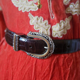 Vintage Brighton Leather Belt – Ornate Western Buckle S