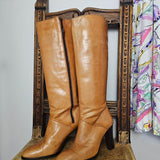 Vintage Tan Leather Tall Boots – Size 7.5