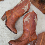 Vintage Brown Leather Western Cowboy Boots – Size 37 (USA Made)