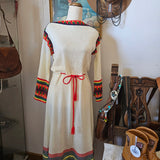 Vintage 70s Mexican Knit Dress – Size Small / Medium