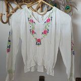 70s Vintage Embroidered Blouse — XS/S