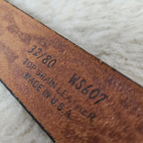vintage usa tooled leather thunderbird belt – size 32