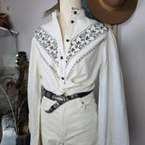 Vintage Embroidered Cotton Blouse – Size 8/10