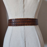 Vintage Tooled Leather Belt xs