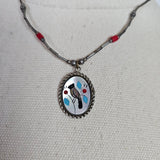 Vintage Sterling Silver Zuni Bird Inlay Necklace