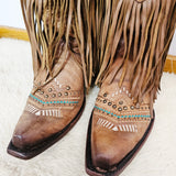 Corral Fringe Cowgirl Boots – Size 12 (Brand New in Box) missing a few tassels.