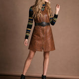 Original 60s/70s Leather Zip Vest Dress/Vest size M 9/10