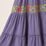 Chasing Unicorns 'Northern Skies' Embroidered Cotton Gauze Maxi Dress S /small faults