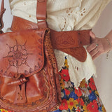 Vintage Tooled Leather Shoulder Bag