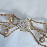 Vintage Gold rope chain belt with crystal flower centrerpiece