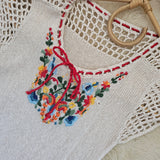 70s Embroidered Crochet Blouse M/L