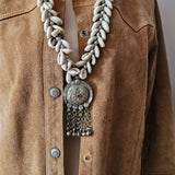 Vintage Cowrie Shell & Tribal Pendant Necklace