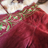 Vintage Afghan Fur-Lined Embroidered Coat – Burgundy / Brown – XS-S 8