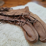 boston babe suede lace-up fringe boots size 39 Brown