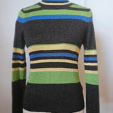 Retro Y2K Metallic Striped Stretch Turtleneck Sweater