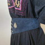 Vintage Knopf Black Leather Lace-Up Waist Belt