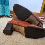 Vintage 70s Leather Knee-High Boots – Worn-In Tan | Size 6.5B