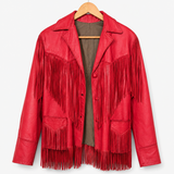 Vintage Red Leather Fringe Jacket 8
