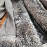 Vintage English Suede Lamb Fur Trim Coat Approx M