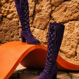 Purple Rain Lace-Up Knee-High Boots 8