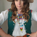 Vintage Mexican Cotton Embroidered Blouse M/L