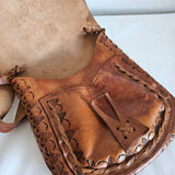 Vintage Tooled Leather Shoulder Bag