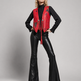 Vintage 90s Char Hand-Painted Leather Vest – Red Western Art Tassel Vest