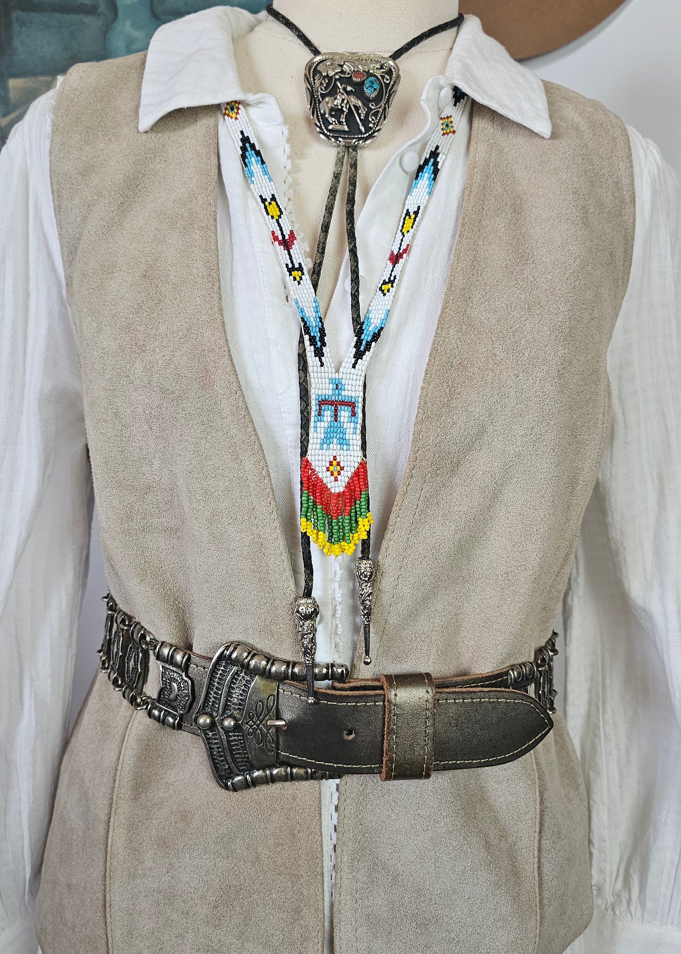 Belt with decorative elements on a beige background