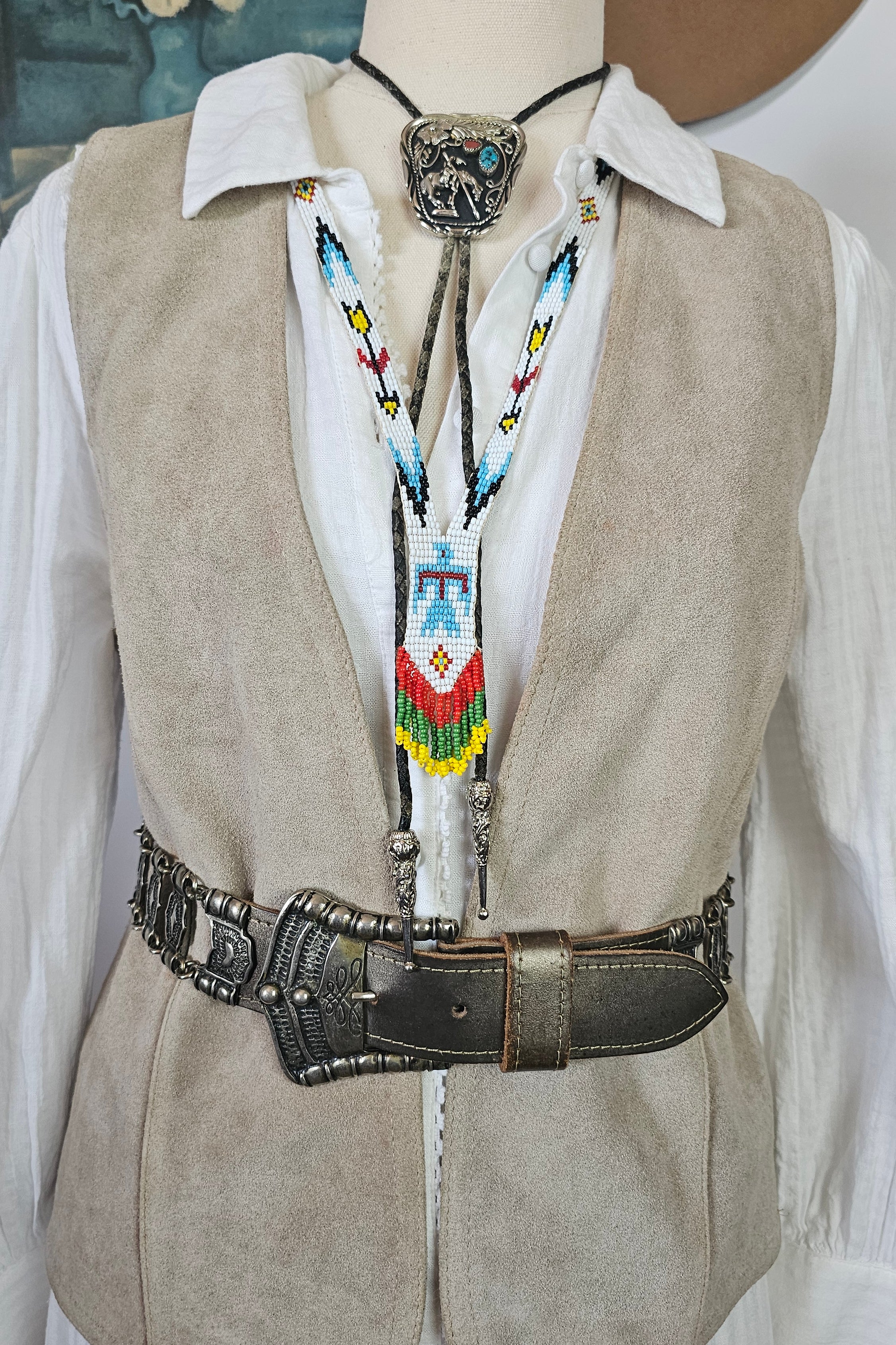 Belt with decorative elements on a beige background