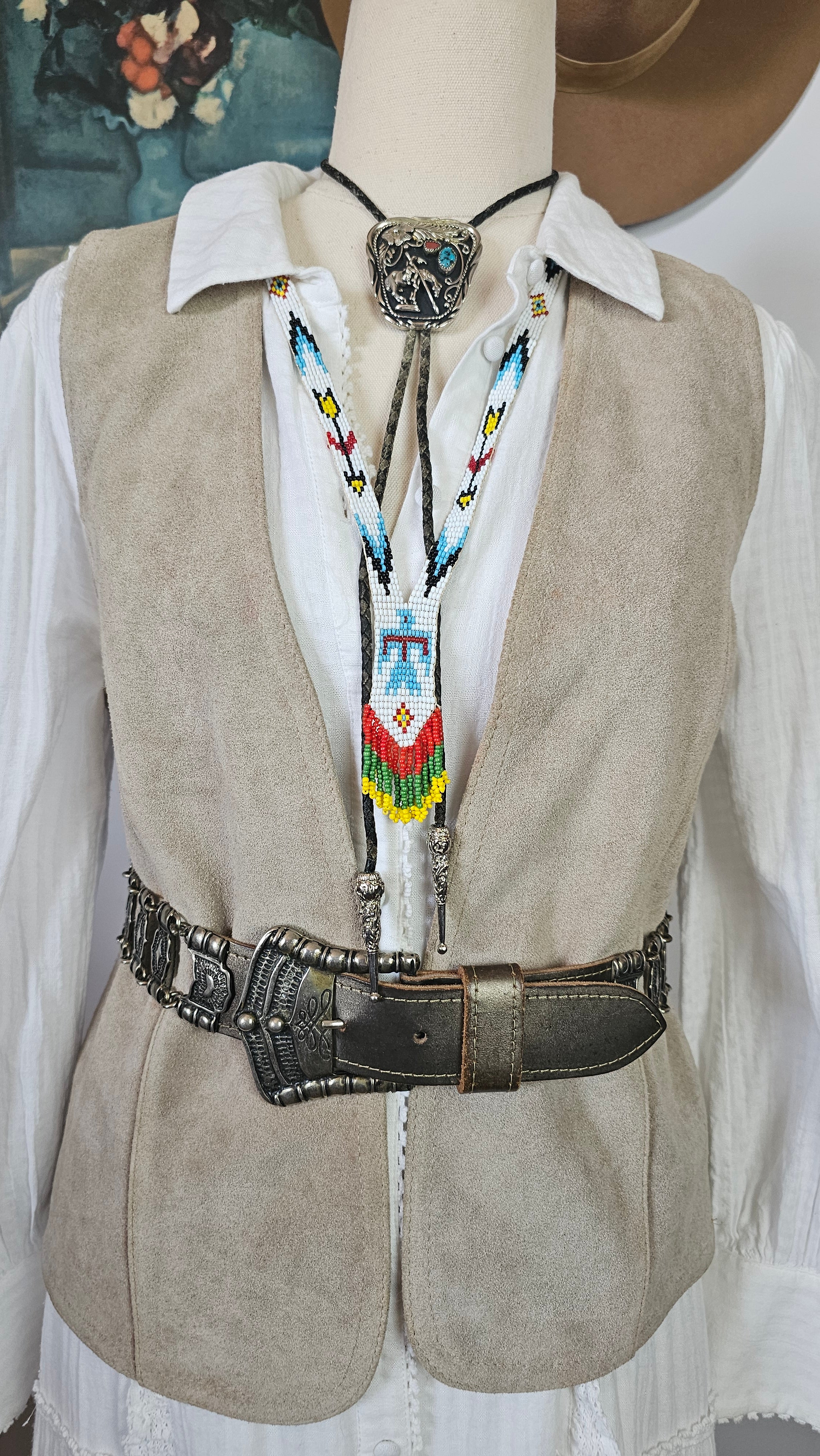 Belt with decorative elements on a beige background