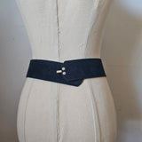 Vintage Knopf Black Leather Lace-Up Waist Belt