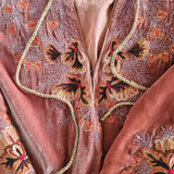 Chasing Unicorns Hand-Woven Velvet Embroidered Tunic Dress – Peach Silk Velvet M rrp$650