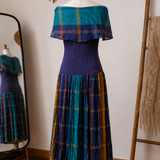 Vintage Boho Prairie Dress | Off Shoulder Cotton Stretch Dress | Size 10
