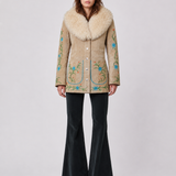 Custom Painted Sheepskin Suede Penny Lane Coat XS/S