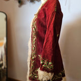 Vintage Afghan Fur-Lined Embroidered Coat – Burgundy / Brown – XS-S 8