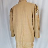 Vintage Mustard Floral Embroidered Blouse – Boho Western Button-Up Shirt M