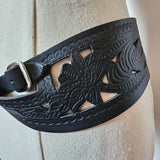 Vintage Hand Tooled Leather Waist Belt – Made in India
