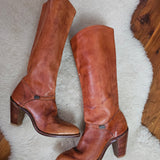 Vintage 1970s Dingo Brown Leather Knee-High Boots – Size 7.5