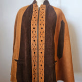 vintage 70s suede leather Poncho S/M