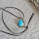 sterling silver turquoise stone pendant necklace