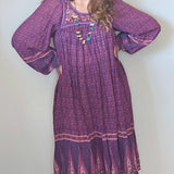 Vintage Indian Cotton Dress – Purple & Mauve Boho Beauty small size 8 small 10