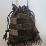 Y2K Vintage Patchwork Leather & Suede Fringe Bag